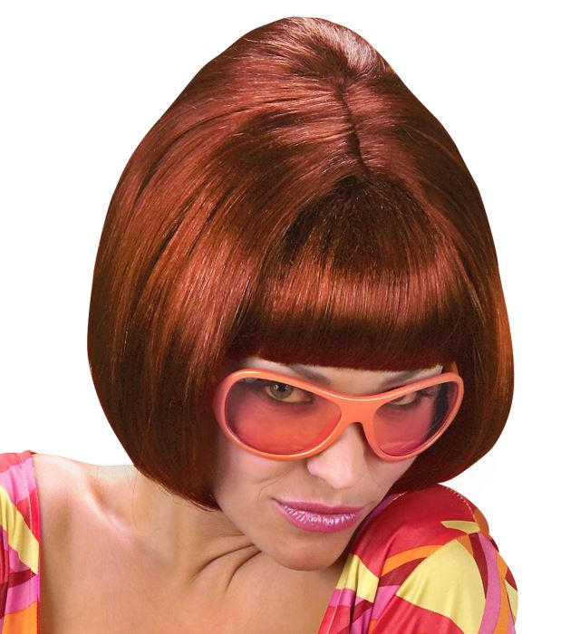 Bordeauxrote 70er Jahre Perücke im Retro-Stil für Fasnacht und Partys