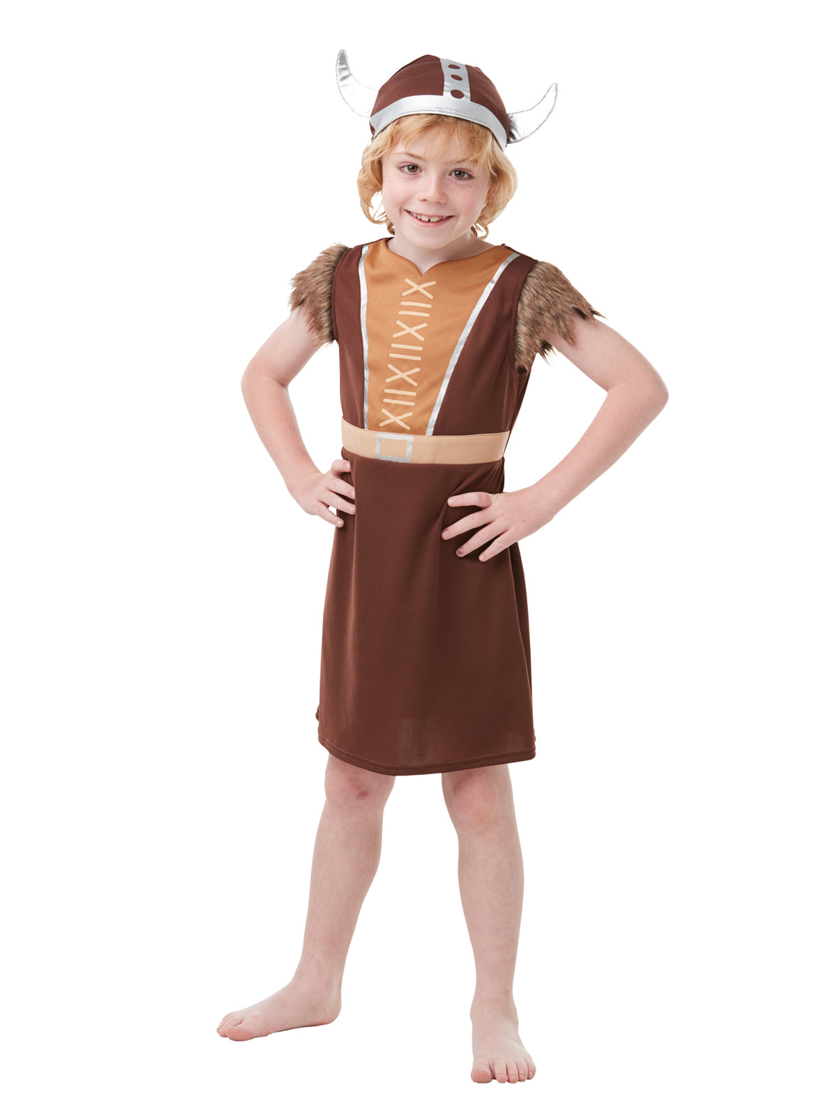 Rubies Viking Kinderkostüm für Jungen mit Tunika und Kopfbedeckung – Detailansicht