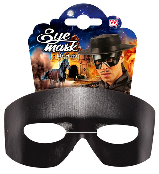 Schwarze Caballero Augenmaske aus Kunstleder für Fasnacht und Karneval