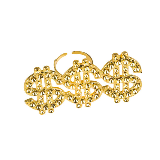 Tripple Dollar Ring in Gold mit Strass