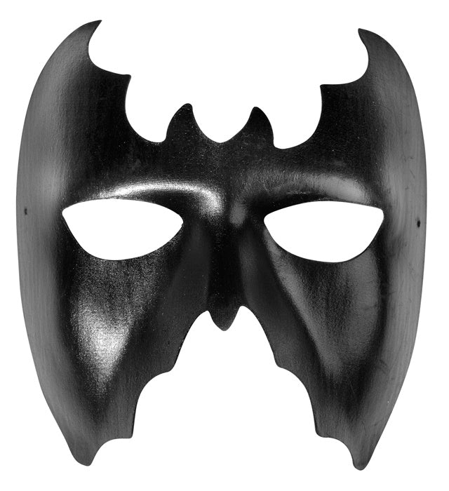 Fledermaus Augenmaske aus schwarzem Kunstleder für Fasnacht und Karneval