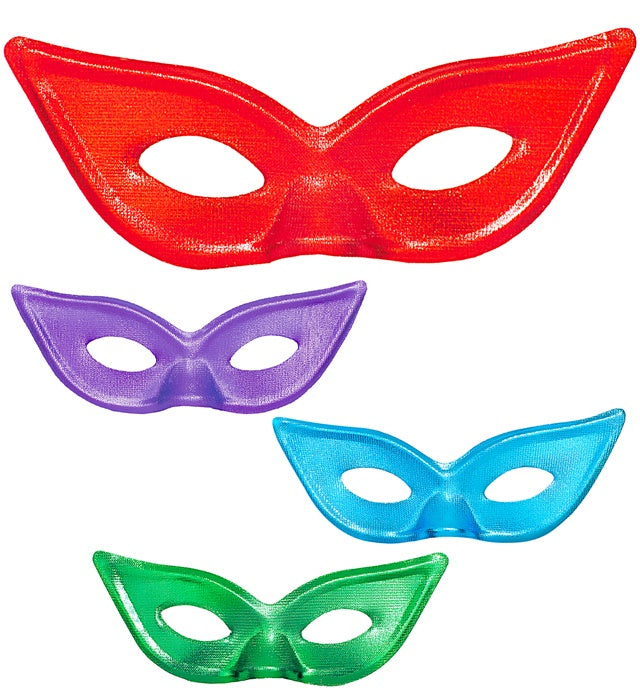 Metallisierte Papillon Augenmaske in vier Farben – rot, grün, blau und lila