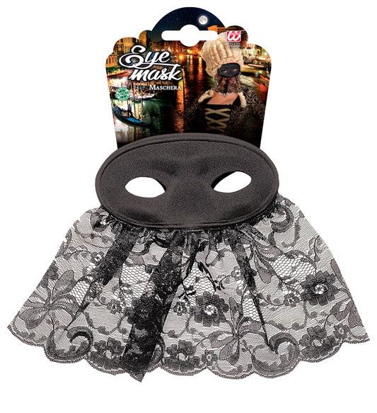 Schwarze Carmen Augenmaske mit zartem Schleier für Fasnacht