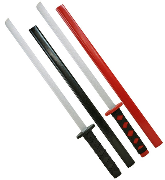Set aus 2 Ninja Katanas in Rot und Schwarz aus Holz, 72 cm lang