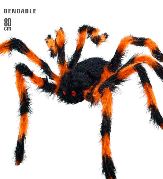 Schwarze Spinne mit orangefarbenen haarigen biegsamen Beinen, 80 cm groß