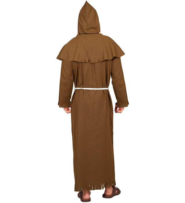 Historisches Mönchskostüm mit Robe, Gürtel und Kapuze aus dicht gewebtem Stoff