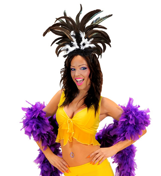 Copacabana Federhaarreif in Schwarz und Weiß auf neutralem Hintergrund