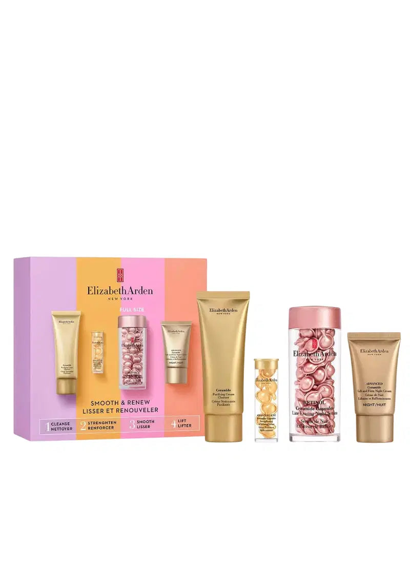 Set Elizabeth Arden: Ceramide, Eliminates Impurities, Cleansing Cream, 50 ml + Advanced Ceramide, Lift & Firm, Night, Cream, For Face, 15 ml + Advanced Ceramide, Restores, Serum Capsules, Face, 7 pcs + Retinol, Ceramide, Reduces Fine Lines &