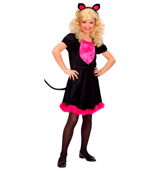 KITTY KAT Katzenkostüm Kleid mit Schwanz und Ohren für Fasnacht