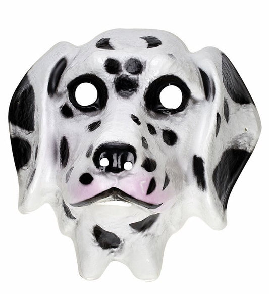 Dalmatiner Maske aus Kunststoff mit schwarzen Punkten auf weissem Grund