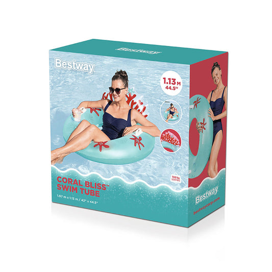 Bestway Aufblasbares Rad mit Griffen und Rückenlehne Koralle D117 cm Strand und Pool 43730