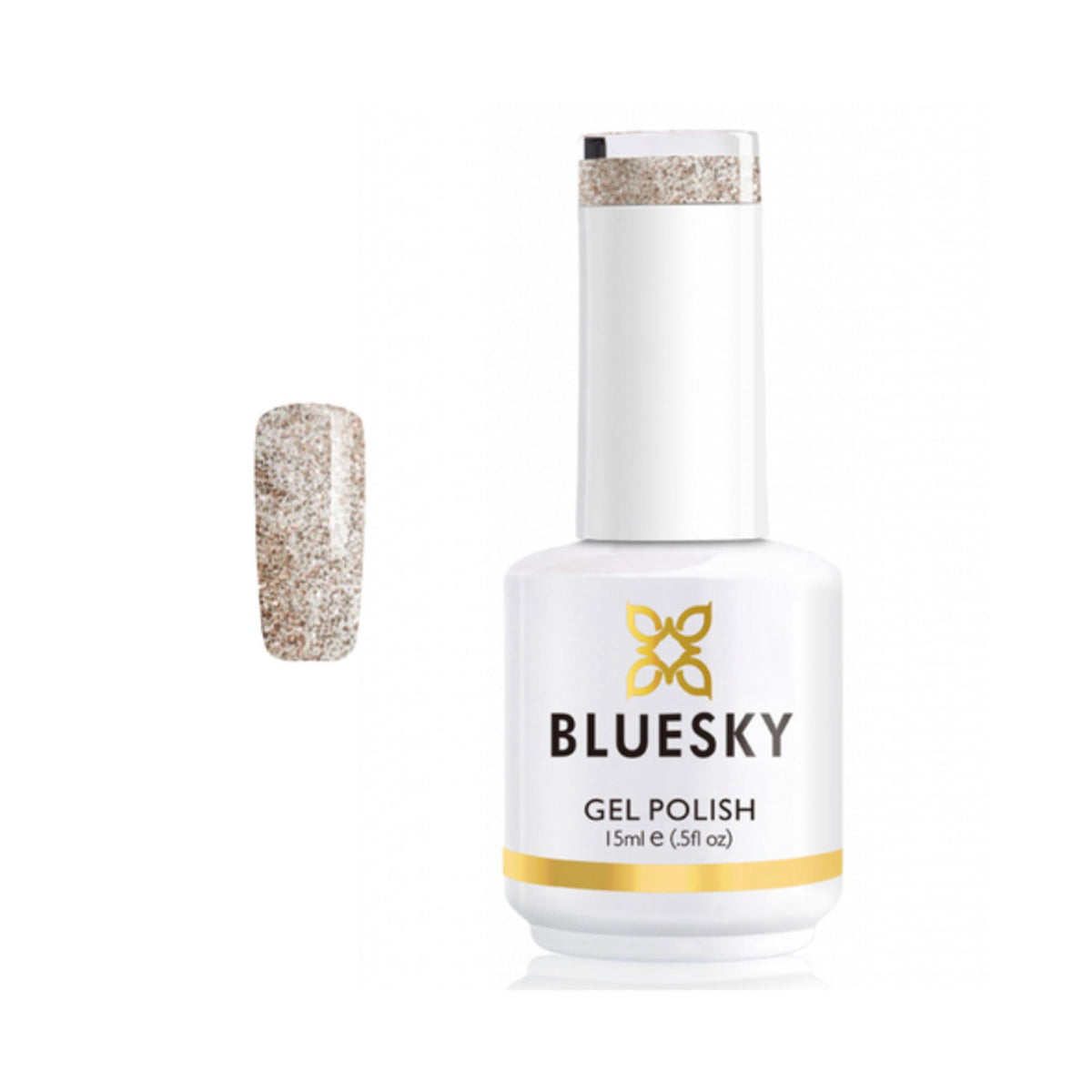 Bluesky, Bluesky, Shimmer Glitter, Semi-Permanent Nail Polish, Golden Sand, 15 ml