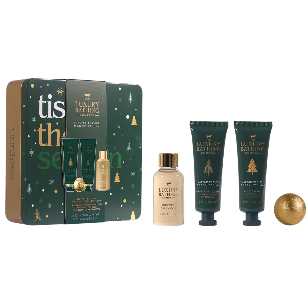 Set The Luxury Bathing Company: Toasted Praline & Sweet Vanilla, Moisturizing, Hand Cream, 50 ml + Toasted Praline & Sweet Vanilla, Hydrating & Softening, Body Cream, Daily, 50 ml + Toasted Praline & Sweet Vanilla, Bath Bomb, 25 g + Toasted Praline