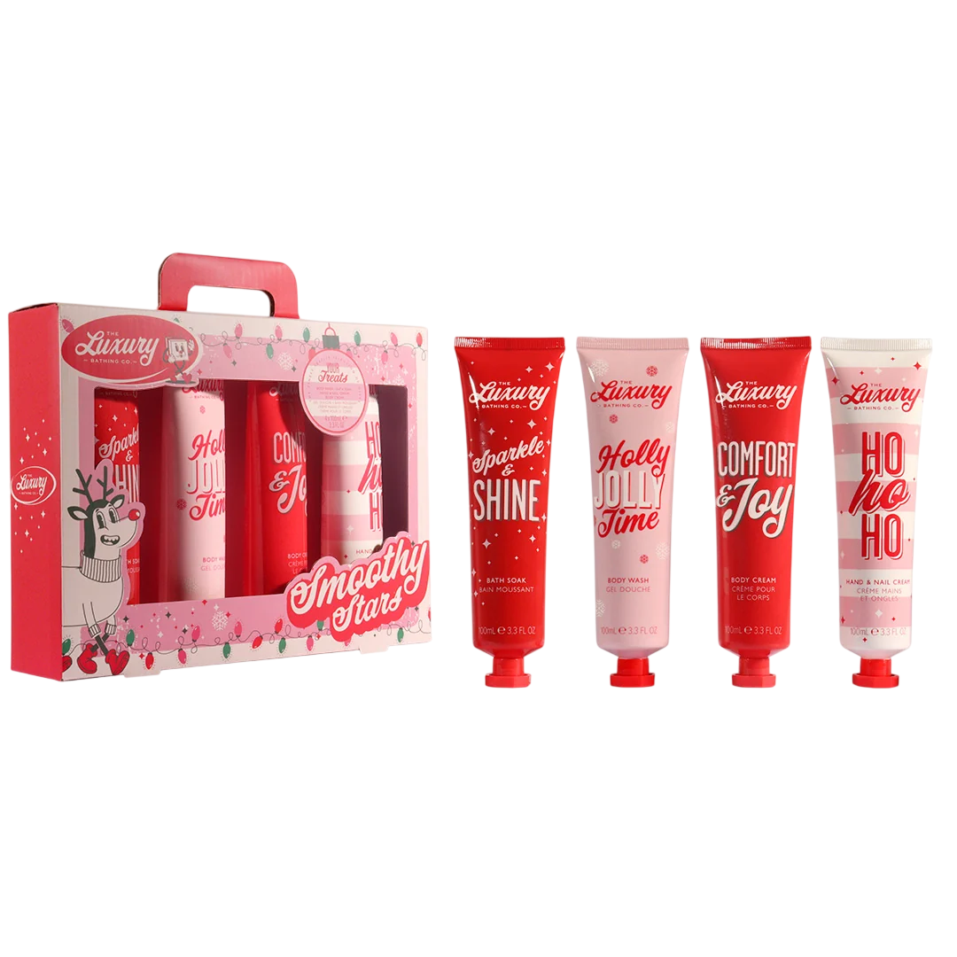 Set The Luxury Bathing Company: Candy Canes, Cocoa & Vanilla Swirl, Moisturizing, Hand Cream, 100 ml + Candy Canes, Cocoa & Vanilla Swirl, Hydrating & Softening, Body Cream, Daily, 100 ml + Candy Canes, Cocoa & Vanilla Swirl, Soothing, Bath Soak,