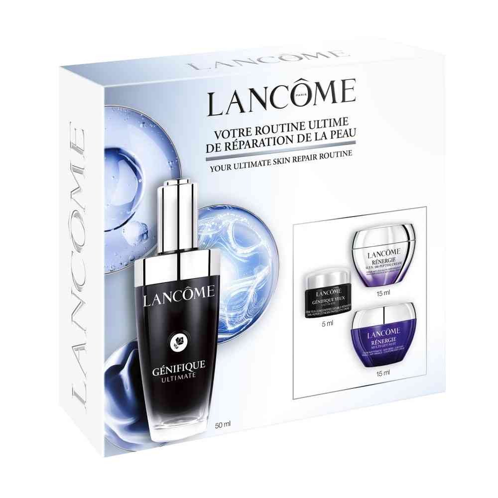 Set Lancome: Renergie HPN 300-Peptide, Anti-Aging, Daily, Cream, For Face, 15 ml + Genifique Ultimate, Repairing, Daily, Serum, For Face, 50 ml + Renergie Multi Lift, Moisturizing, Night, Cream, For Face, 15 ml + Genifique Ultimate, Revitalising,