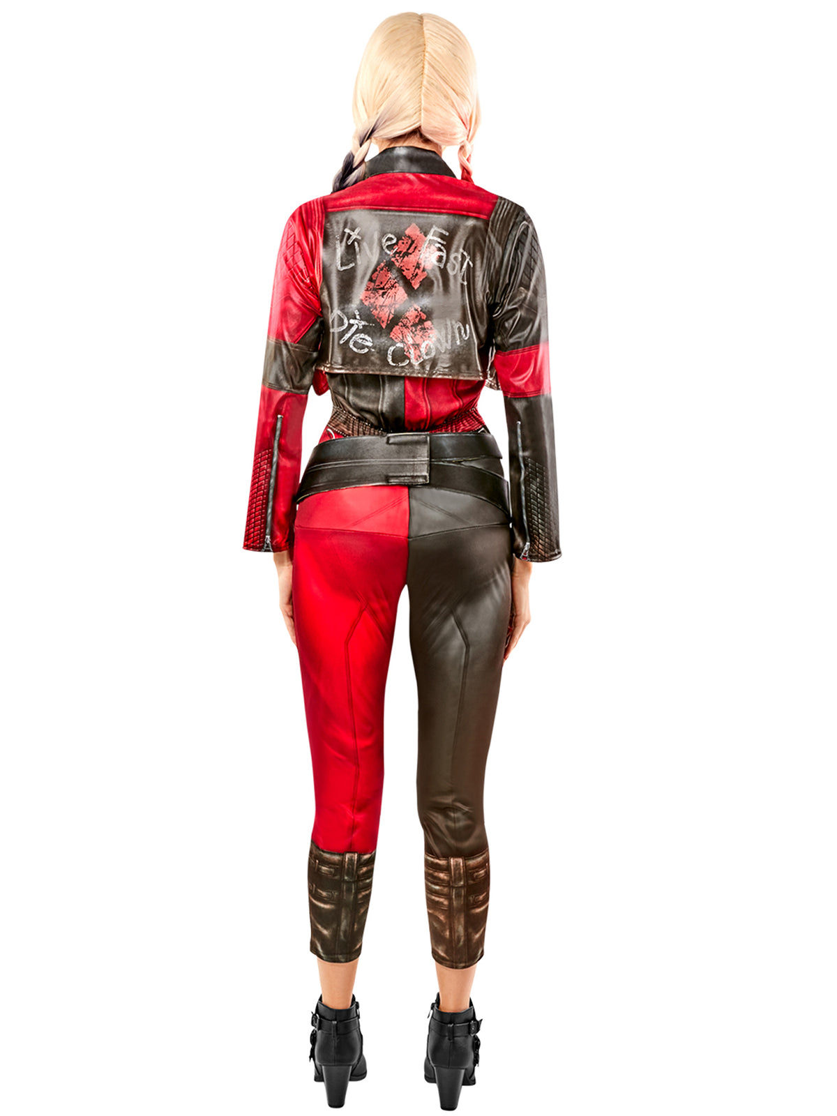Rubies Harley Quinn Kostüm für Damen mit Overall, Gürtel und Jacke – Detailansicht