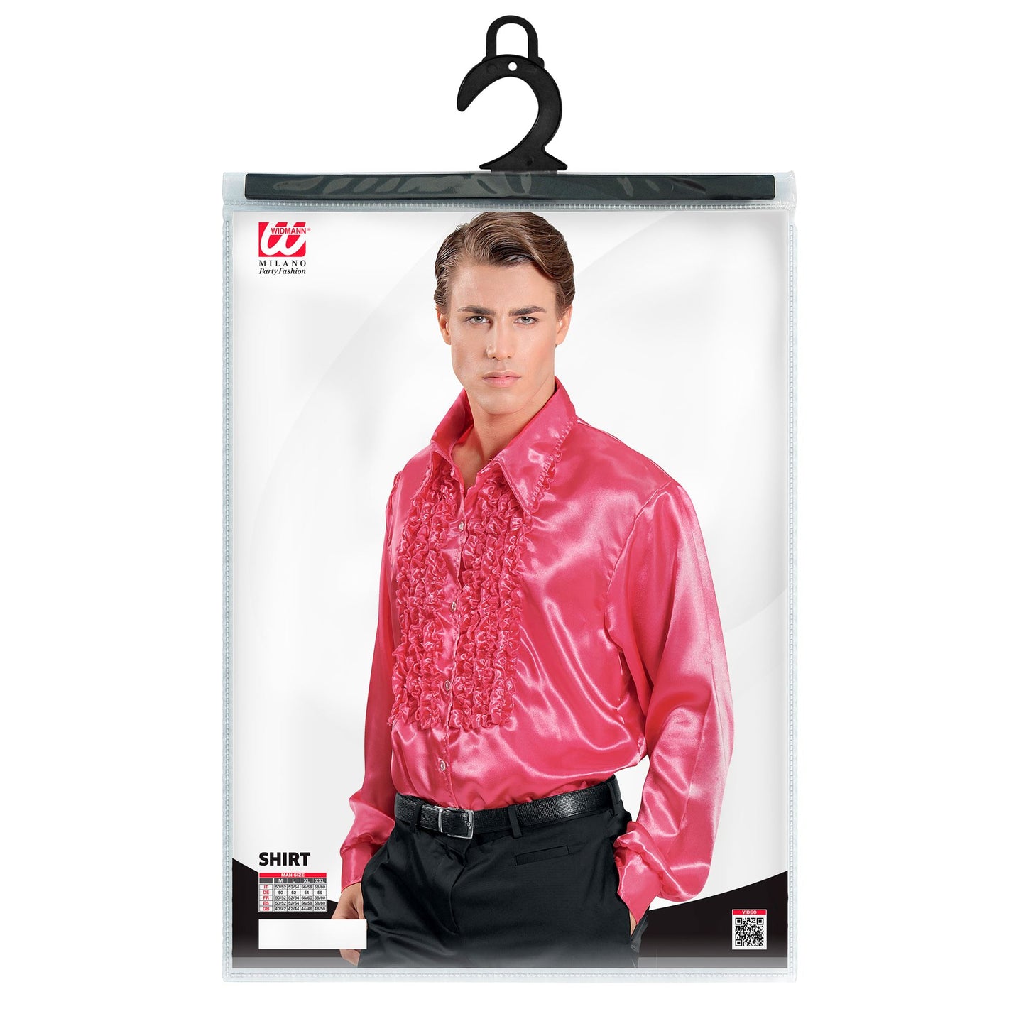 "70er JAHRE DISCO FASHION - PINK" (Rüschenhemd aus Satin) – Ansicht 3