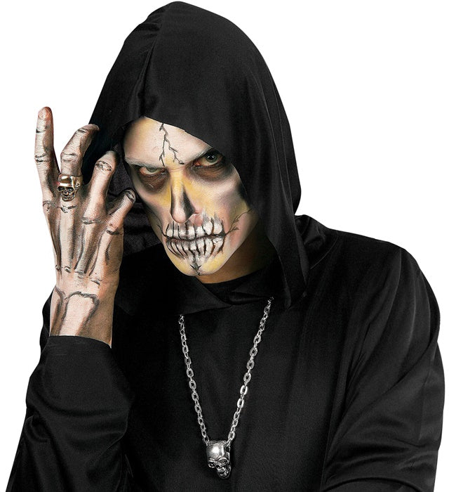 Schwarze Totenkopf-Kette als Halloween-Accessoire