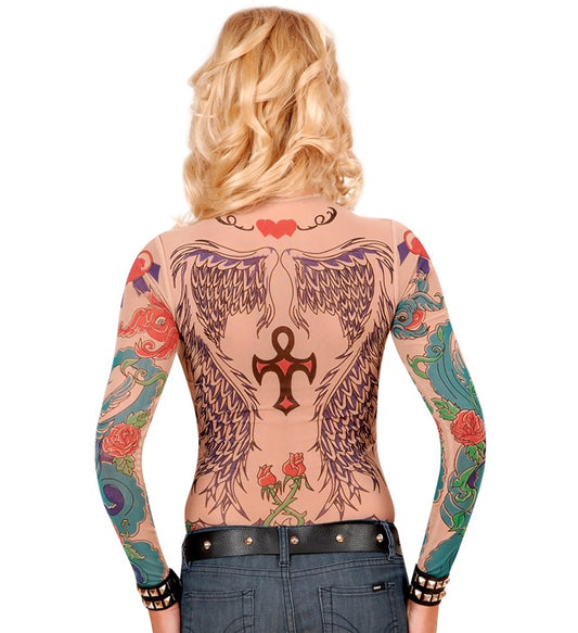 Tattoo-Shirt mit realistischen Engelsflügeln auf dem Rücken