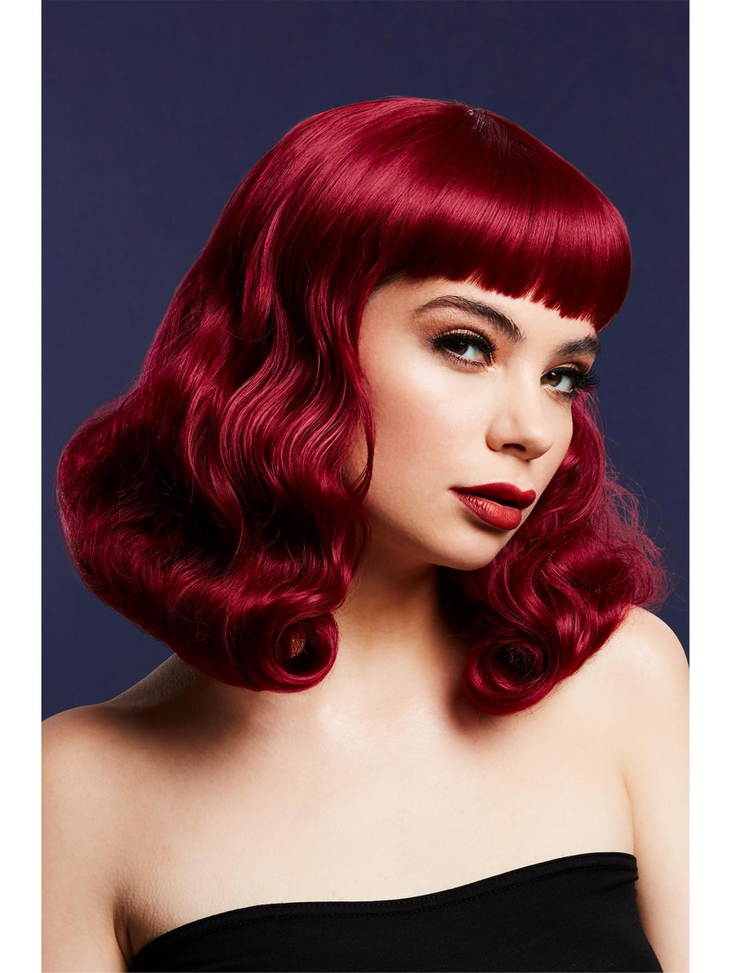 Smiffys FEVER Bettie Perue Pflaume mit kurzem Pony – Seitenansicht
