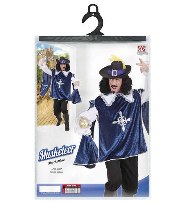 Blaues Musketeir-Hemd für Fasnacht und Karneval im klassischen Stil