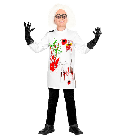 Mad Scientist Laborkittel mit Handschuhen für Fasnacht Kostüm