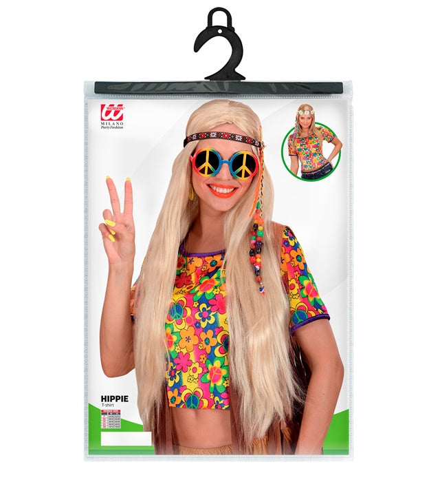 Hippie T-Shirt aus Samt in weicher Optik für Fasnacht und Mottoparty