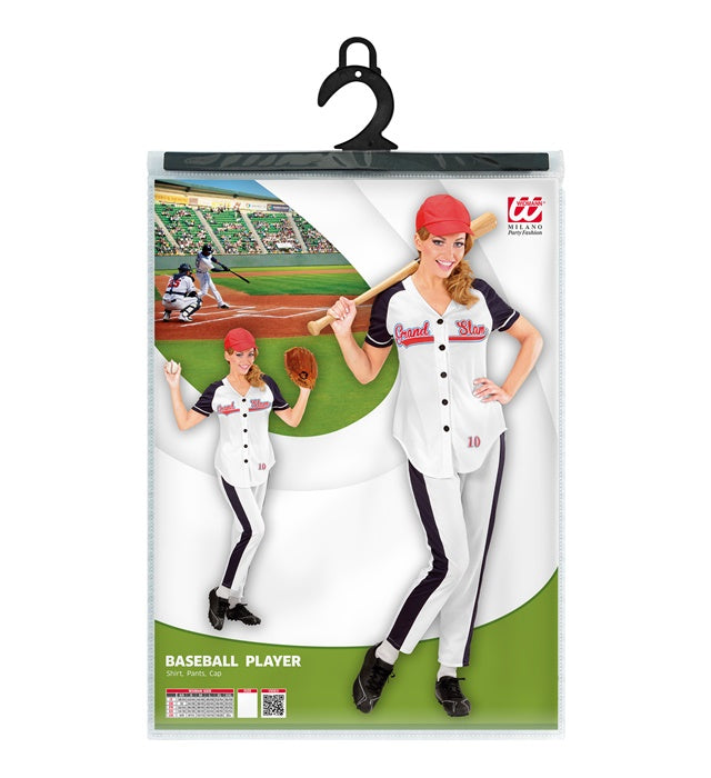 Baseball Spielerin Kostüm mit Bluse, Hose und Mütze