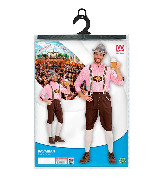 Bayerisches Kostüm mit weißem Hemd und brauner Lederhose für Fasnacht