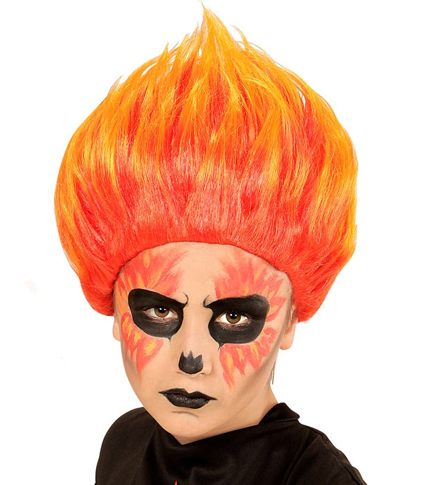 Rote Devil-Perücke für Fasnacht und Halloween mit Teufelshörnern