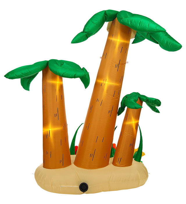 Drei leuchtende aufblasbare Palmen mit integriertem Gebläse, 240 cm hoch
