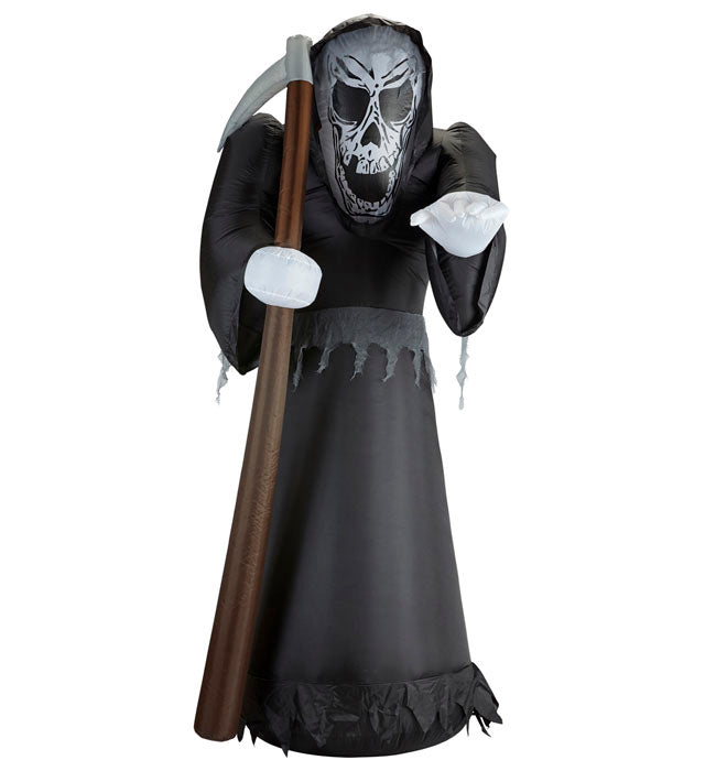 Leuchtender aufblasbarer Sensemann, 122 cm, Halloween-Dekoration mit integriertem Gebläse