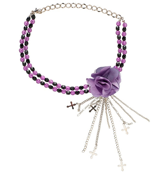 HALSKETTE MIT VIOLETTER GOTISCHER BLUME Violett / Lila