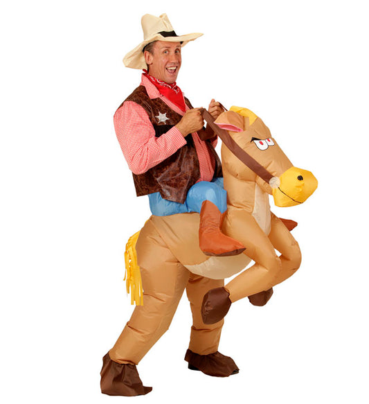 "COWBOY AUF PFERD" (aufblasbares Kostüm m. integriertem Gebläse, Hut) Diverse Farben