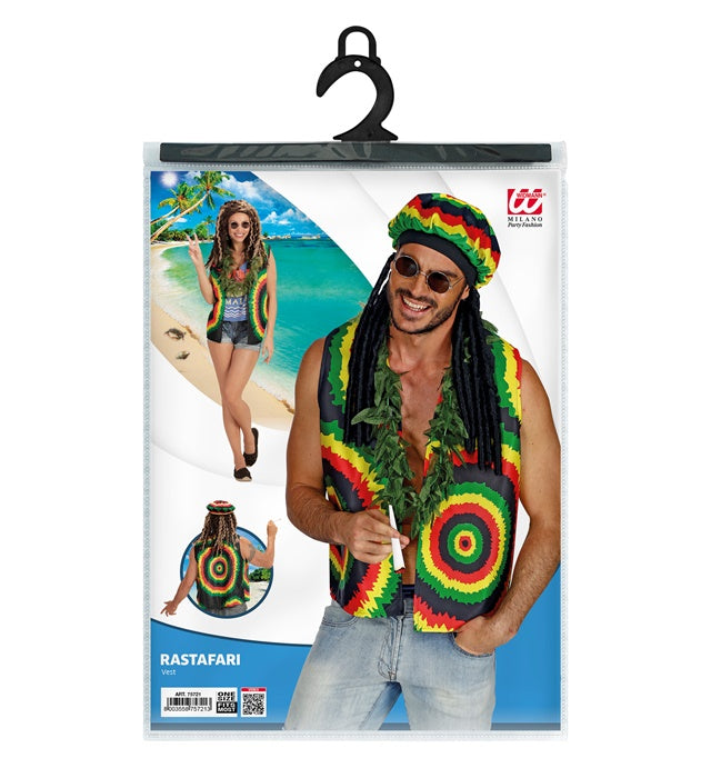 RASTAFARIAN Weste in Rot, Gelb und Grün als Kostümzubehör für Fasnacht
