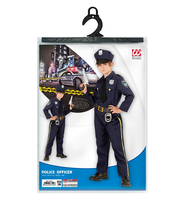Polizist Kostüm mit Hemd, Krawatte, Hose und Mütze für Fasnacht