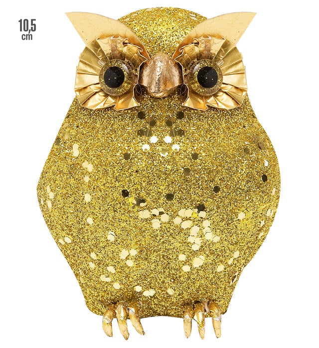 Goldene Eule Dekofigur 10,5 cm auf weissem Hintergrund