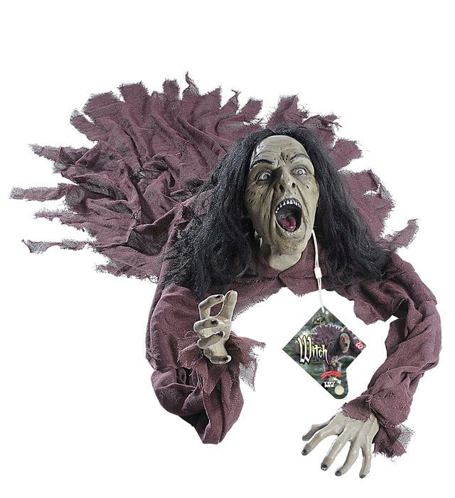 Sprechende Hexe mit leuchtenden Augen, 160 cm Halloween Dekoration
