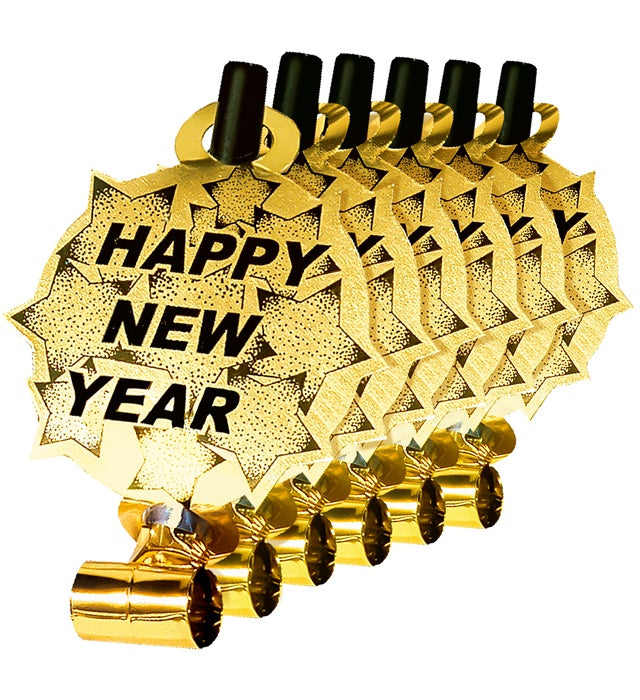 Sechs goldene Luftrüsseln mit Ton für Fasnacht und Silvester