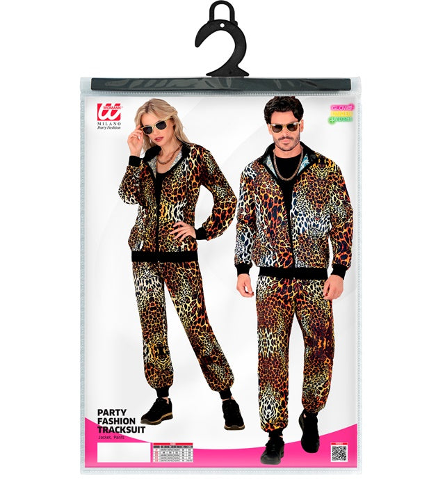 Trainingsanzug mit Leopardenmuster bestehend aus Oberteil und Hose