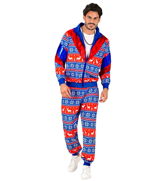 Blau-roter Trainingsanzug Merry Christmas Party Outfit mit Oberteil und Hose