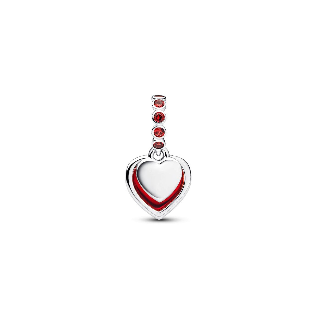 PANDORA CHARMS Mod. RED MURANO GLASS HEART DOUBLE DANGLE