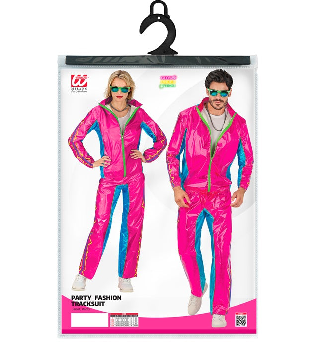 Metallic Pink Trainingsanzug bestehend aus Oberteil und Hose für Fasnacht und Mottopartys