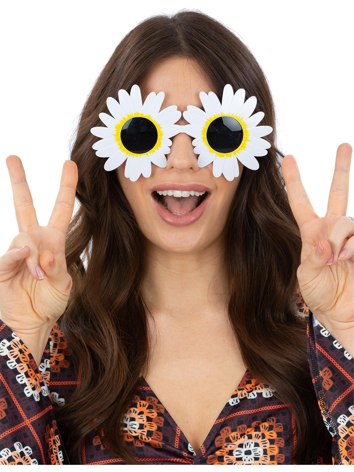 Smiffys 1960s Daisy Hippie-Brille in Weiss für Erwachsene