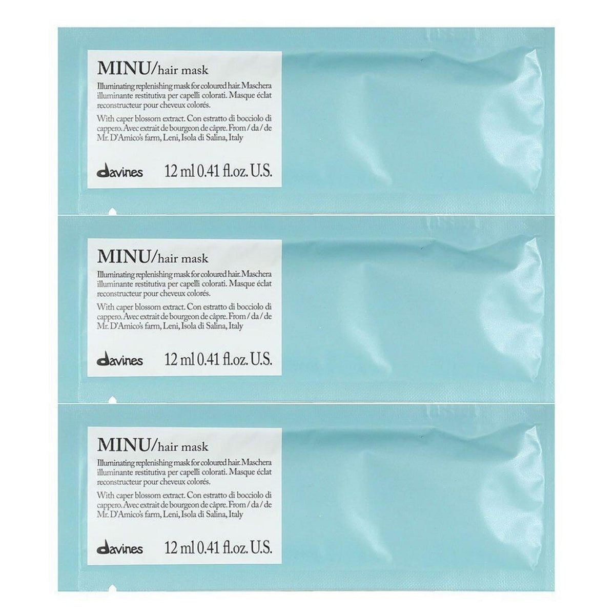 Setzen, Davines, Minu, Haarbehandlungs-Crememaske, Erleuchtend, 12 stk, 12 ml
