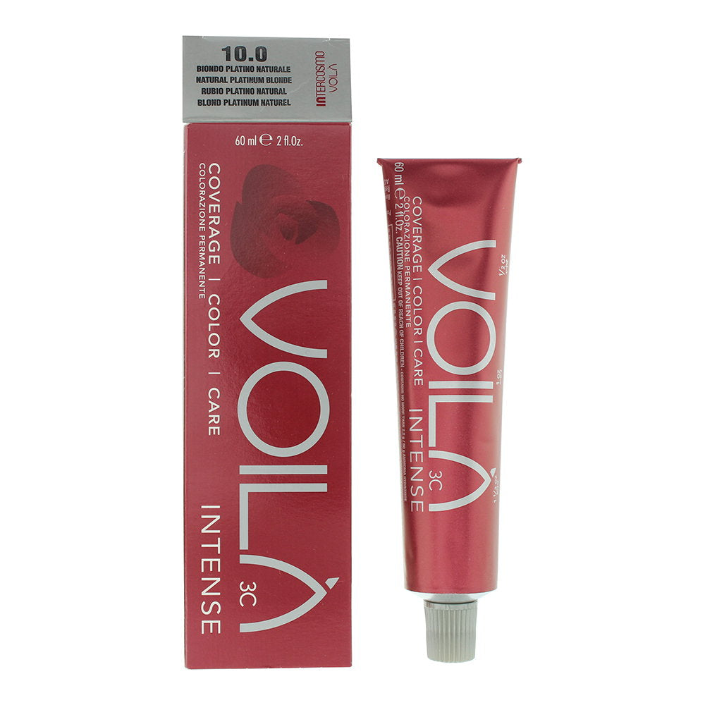 Intercosmo, Voila 3C Intense, Permanente Haarfarbe, 10.0 Natural Platinum Blonde, 60 ml