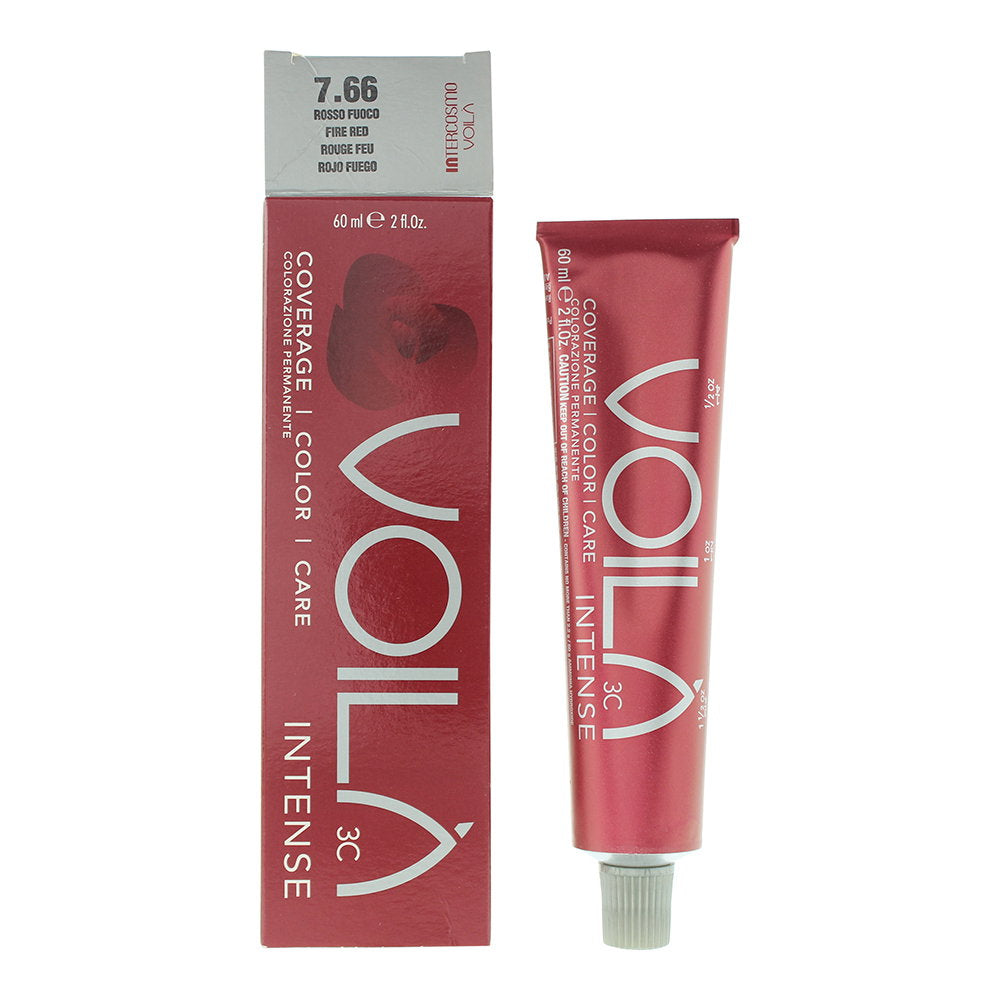 Intercosmo, Voila 3C Intense, Permanente Haarfarbe, 7.66 Fire Red, 60 ml