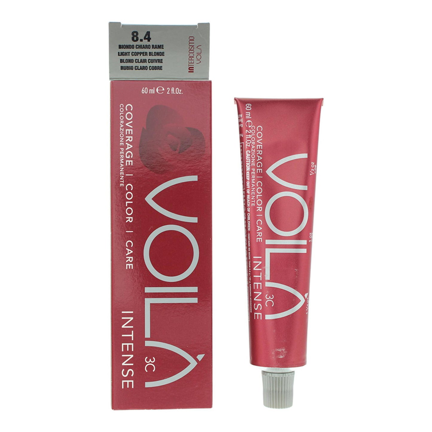 Intercosmo, Voila 3C Intense, Permanente Haarfarbe, 8.4 Light Copper Blonde, 60 ml