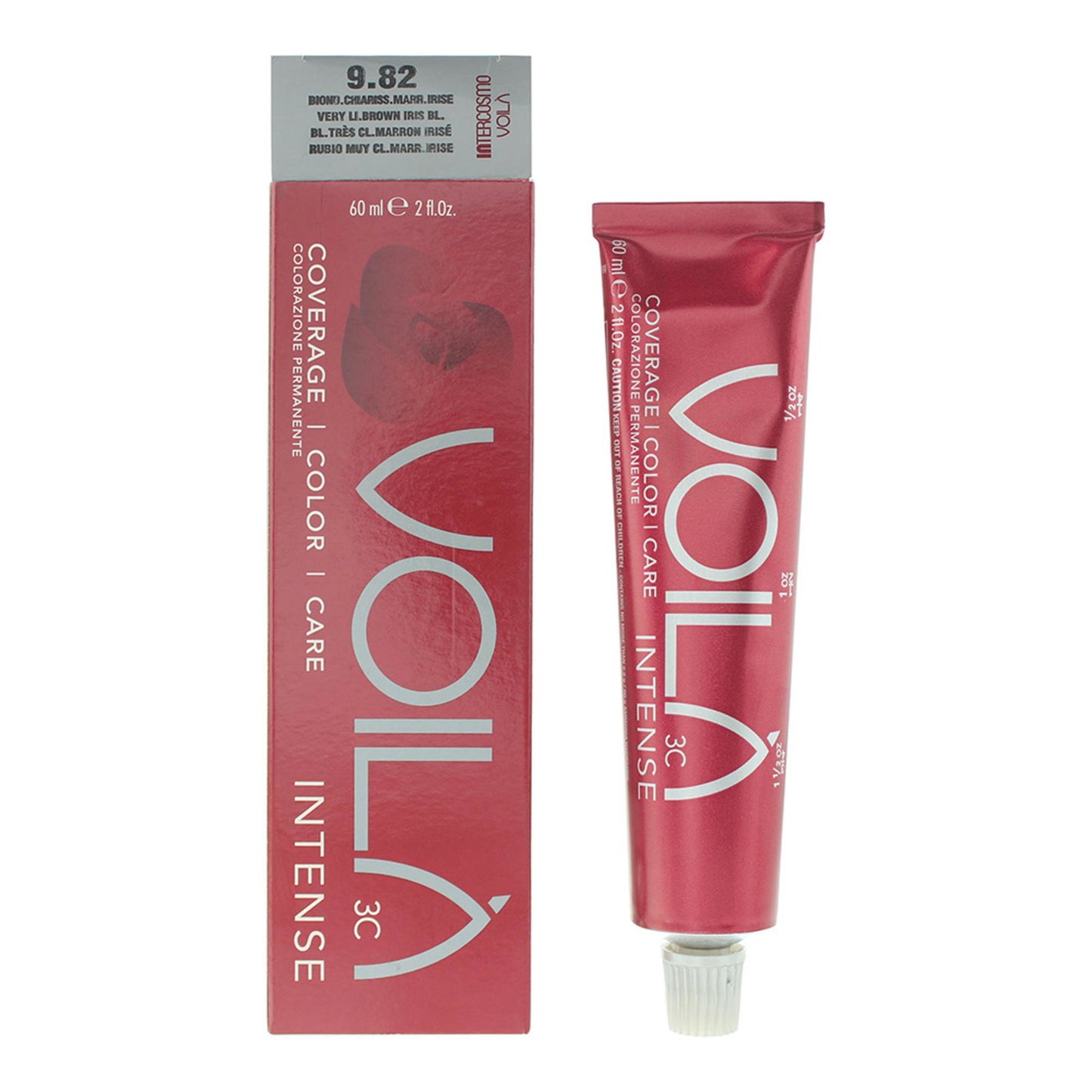 Intercosmo, Voila 3C Intense, Permanente Haarfarbe, 9.82 Very Light Brown Iris Blonde, 60 ml
