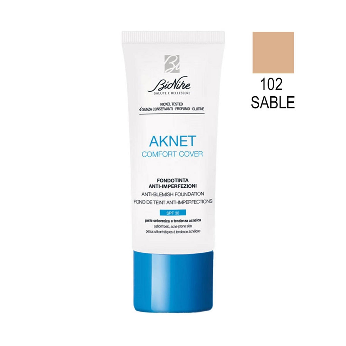 BioNike, Comfort Cover, Matte & Covering, Liquid Foundation, 102, Sable, SPF 30, 30 ml